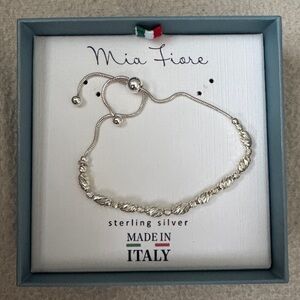 MIA FIORE STERLING SILVER ADJUSTABLE DIAMOND CUT CYLINDER BEAD BOLO BRACELET